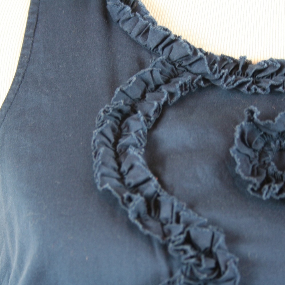 J. Crew Factory Front Ruffle Sleeveless In Navy - Picture 5 of 8